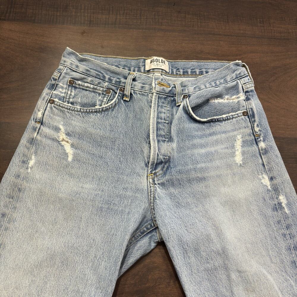 Agolde 90s style Parker Jeans "Swapmeet" ankle crop Sz 26 w 28" waist distressed - Picture 3 of 10